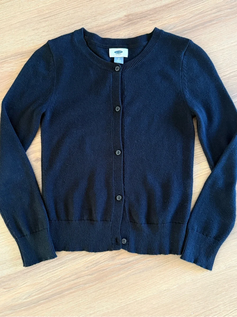 Old Navy Girls Navy Button-Front Crewneck Cardigan- Size M (8)